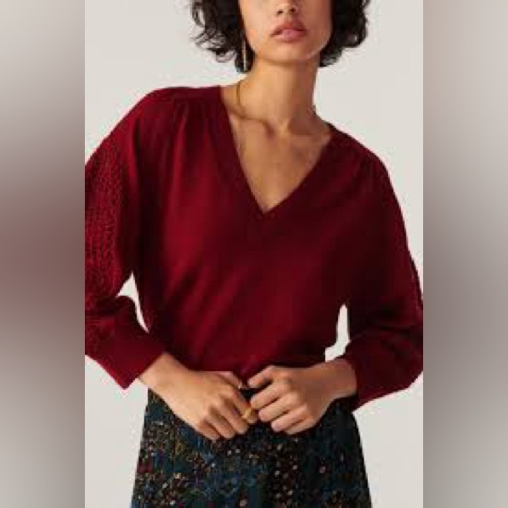 Red V-Neck Sweater by Ba&sh